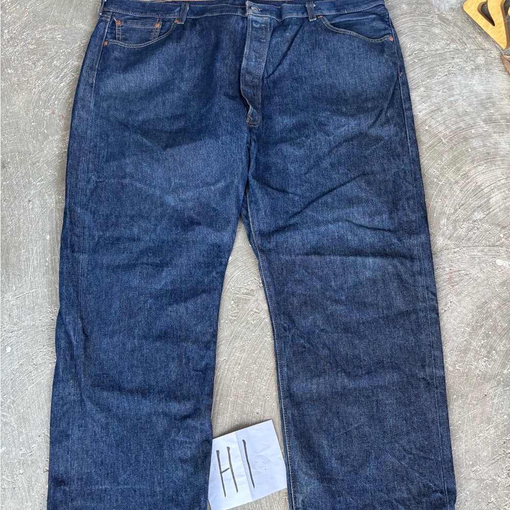 Levis 501 Button Fly Blue Jeans Mens Size 47x28